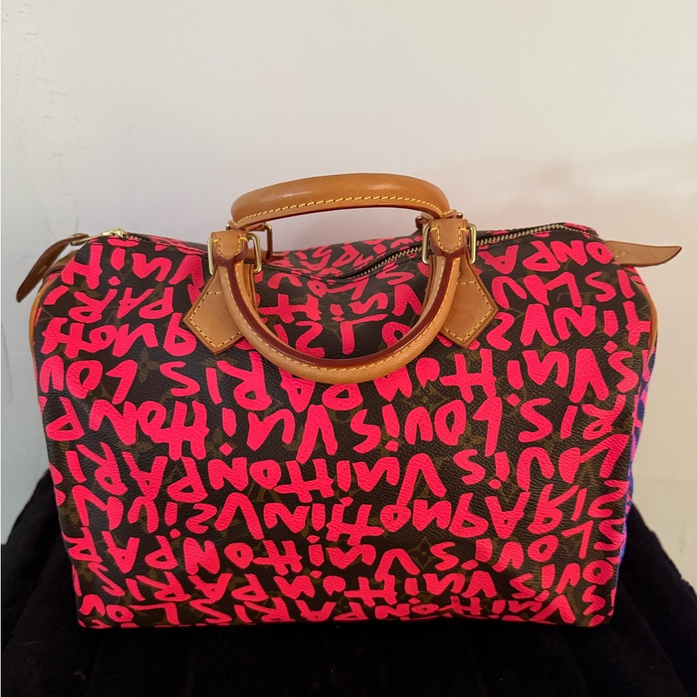 Authentic LOUIS VUITTON Monogram Graffiti Speedy 30 PINK - Picture 3 of 16